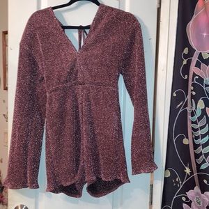 Pretty little thing pink glitter plunge playsuit size 4